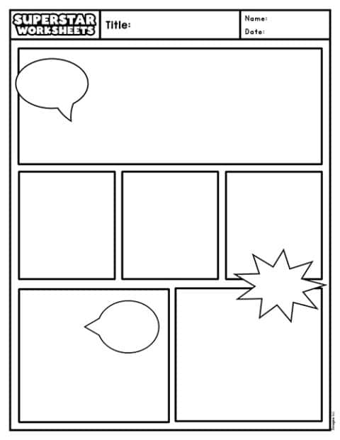 Comic Strip Template - Superstar Worksheets