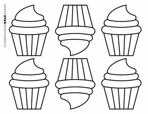Cupcake Template (Free Printables) - Superstar Worksheets