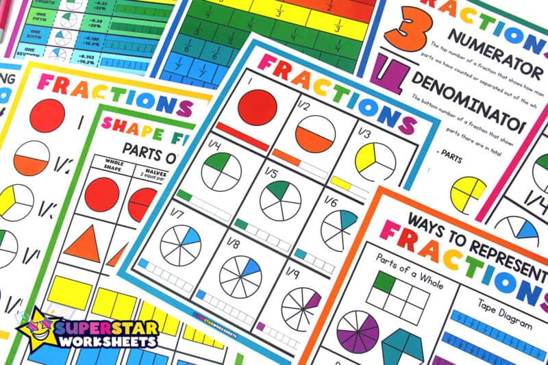 Fractions Chart - Superstar Worksheets