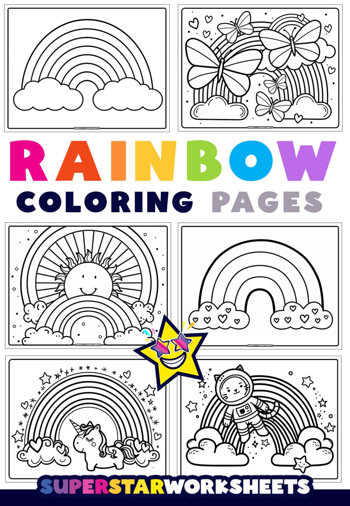 Rainbow Coloring Pages - Superstar Worksheets