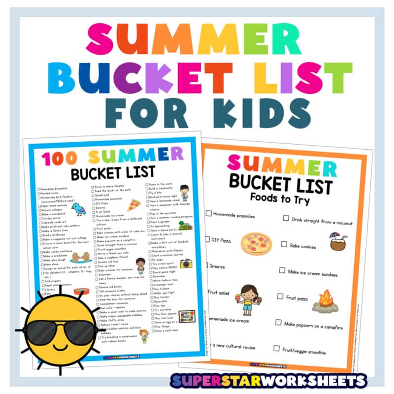 Summer Bucket List for Kids - Superstar Worksheets