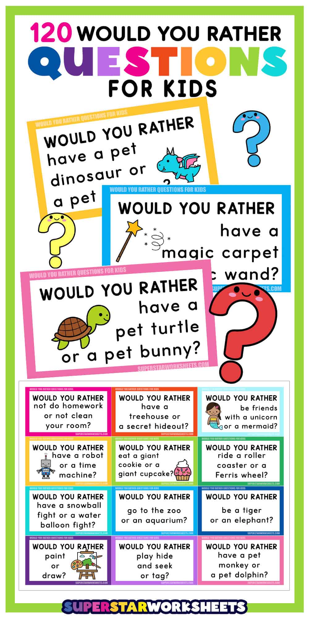 120 Would You Rather Questions for Kids - Superstar Worksheets