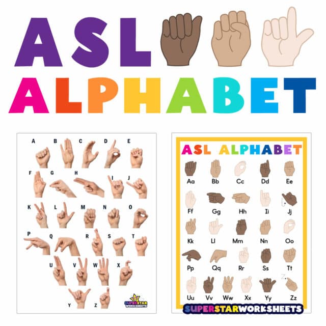 ASL Alphabet - Superstar Worksheets