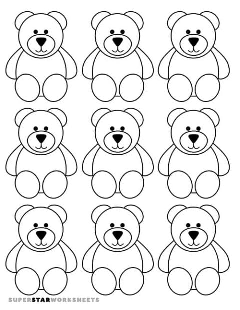 Bear Template (Free Printables) - Superstar Worksheets