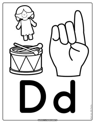 Letter D Coloring Pages - Superstar Worksheets