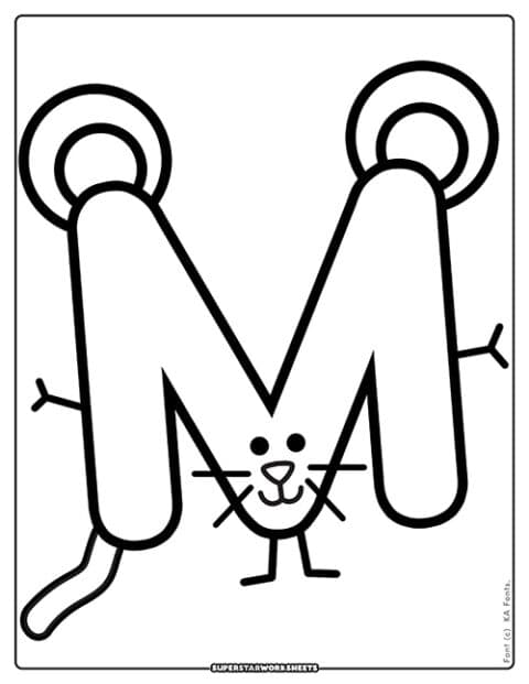 Letter M Coloring Pages - Superstar Worksheets