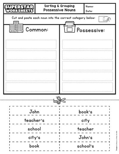 Possessive Noun Worksheets - Superstar Worksheets