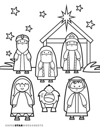 Nativity Coloring Pages (Free Printables) - Superstar Worksheets