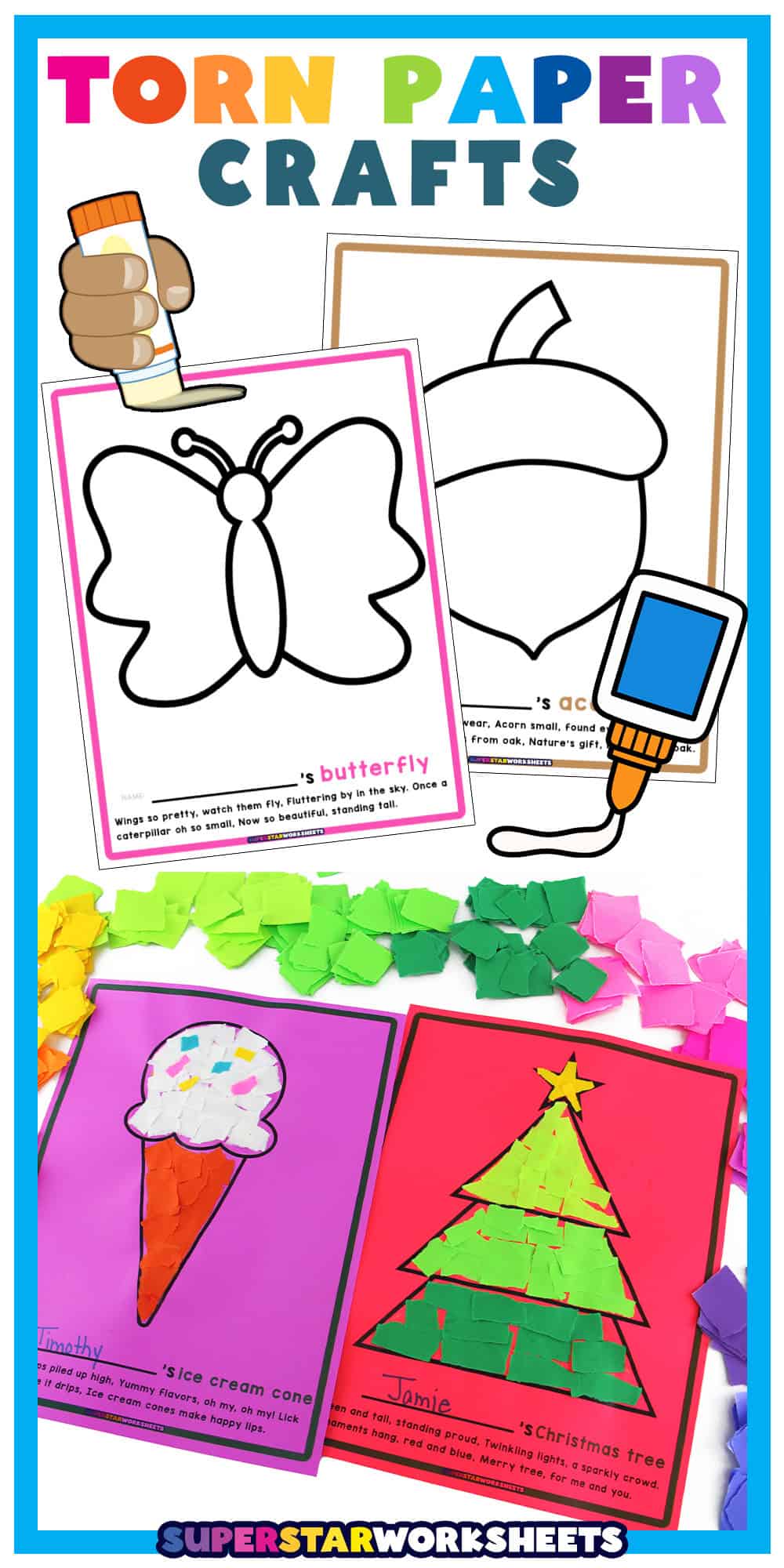 Torn Paper Crafts - Superstar Worksheets