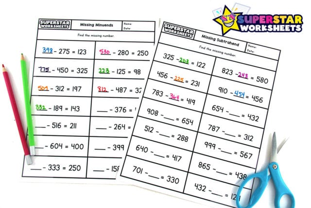 Missing Number Subtraction Worksheets Superstar Worksheets Missing Number Subtraction Worksheets Superstar Worksheets