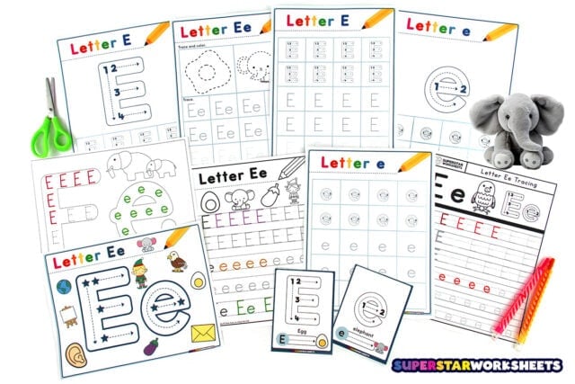 Letter E Tracing Worksheets - Superstar Worksheets