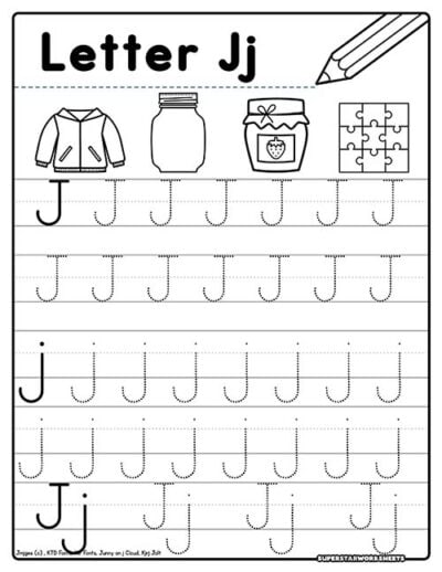 Letter J Tracing Worksheets Superstar Worksheets