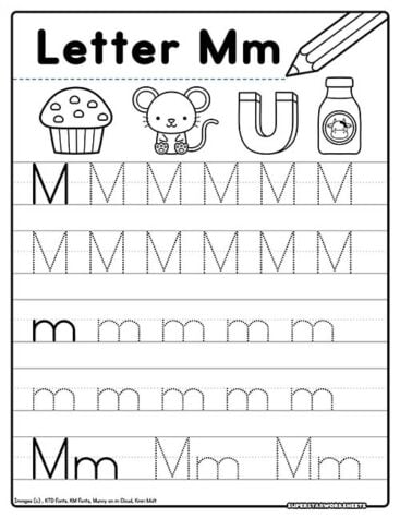 Letter M Tracing Worksheets Superstar Worksheets