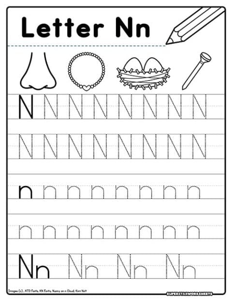 Letter N Tracing Worksheets Superstar Worksheets