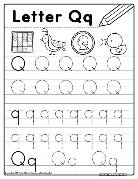 Letter Q Tracing Worksheets Superstar Worksheets