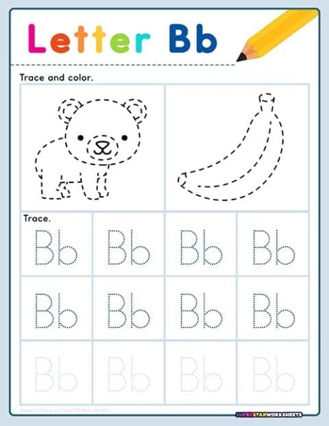 Letter B Tracing Worksheets Superstar Worksheets