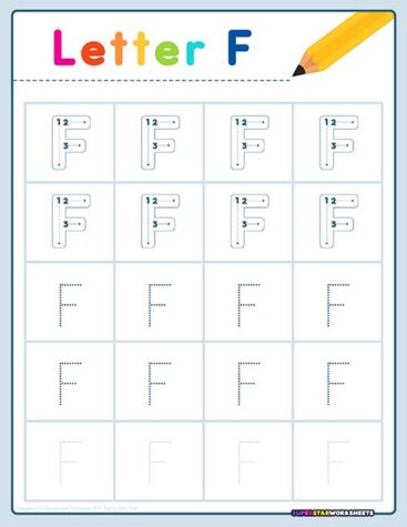 Letter F Tracing Worksheets - Superstar Worksheets