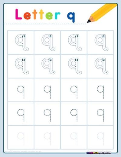 Letter Q Tracing Worksheets Superstar Worksheets