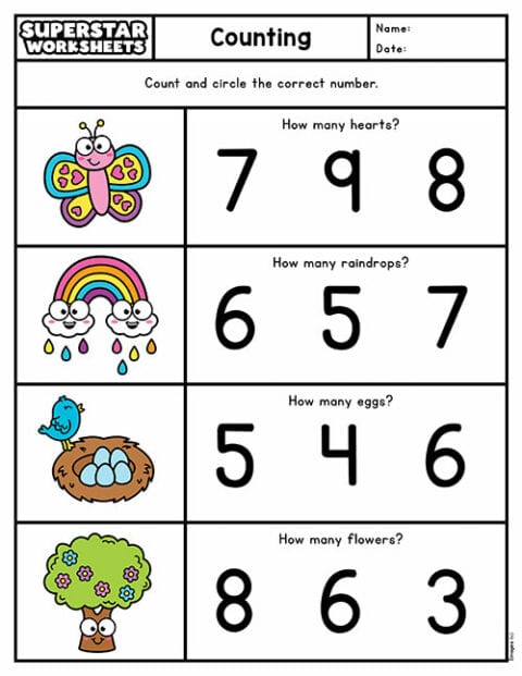 Kindergarten Counting Worksheets Superstar Worksheets