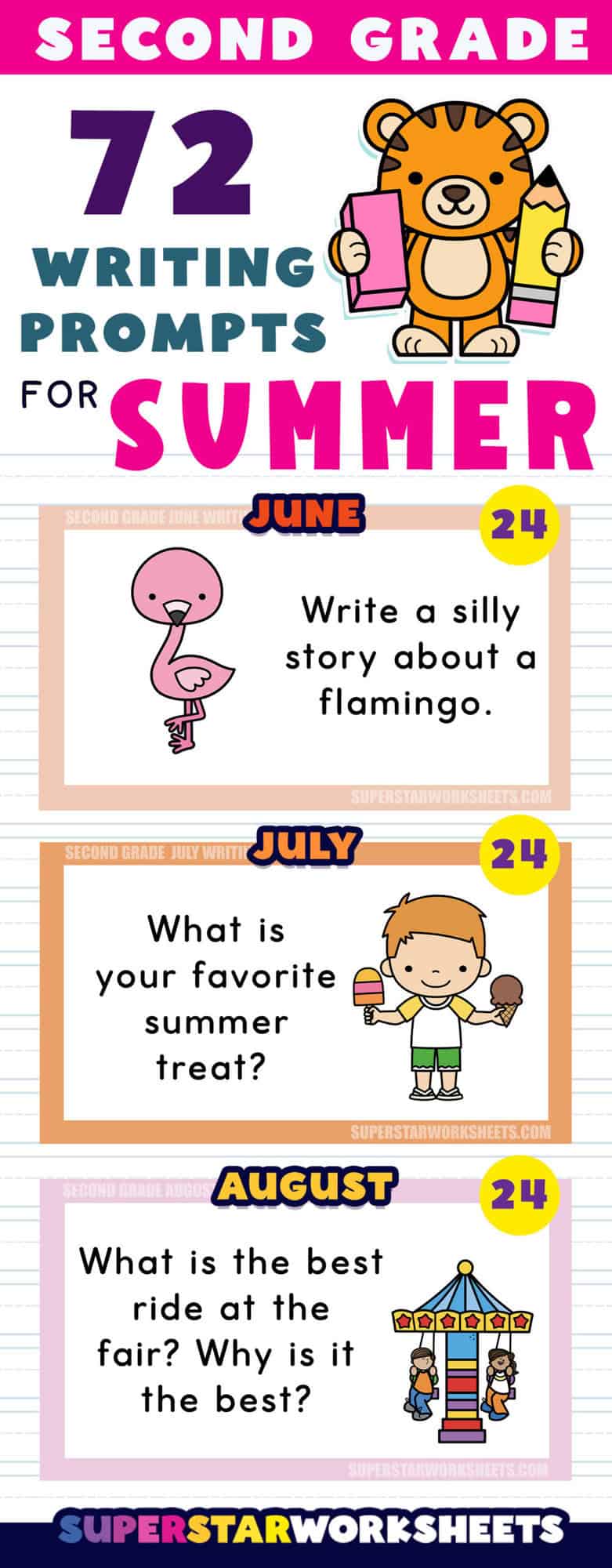 Second Grade Writing Prompts - Superstar Worksheets