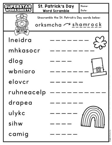 St Patrick's Day Worksheets (Free Printables) - Superstar Worksheets