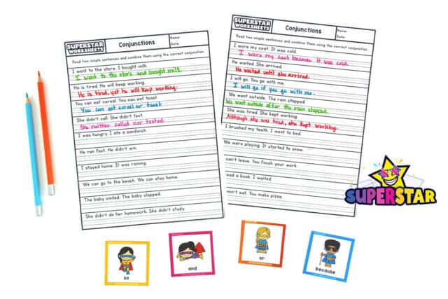 Conjunctions Worksheets (Free Printables) - Superstar Worksheets