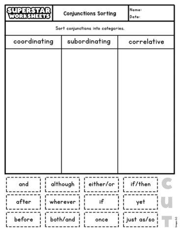 Conjunctions Worksheets - Superstar Worksheets