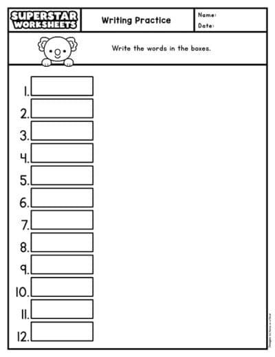 Spelling Worksheet Generator - Superstar Worksheets