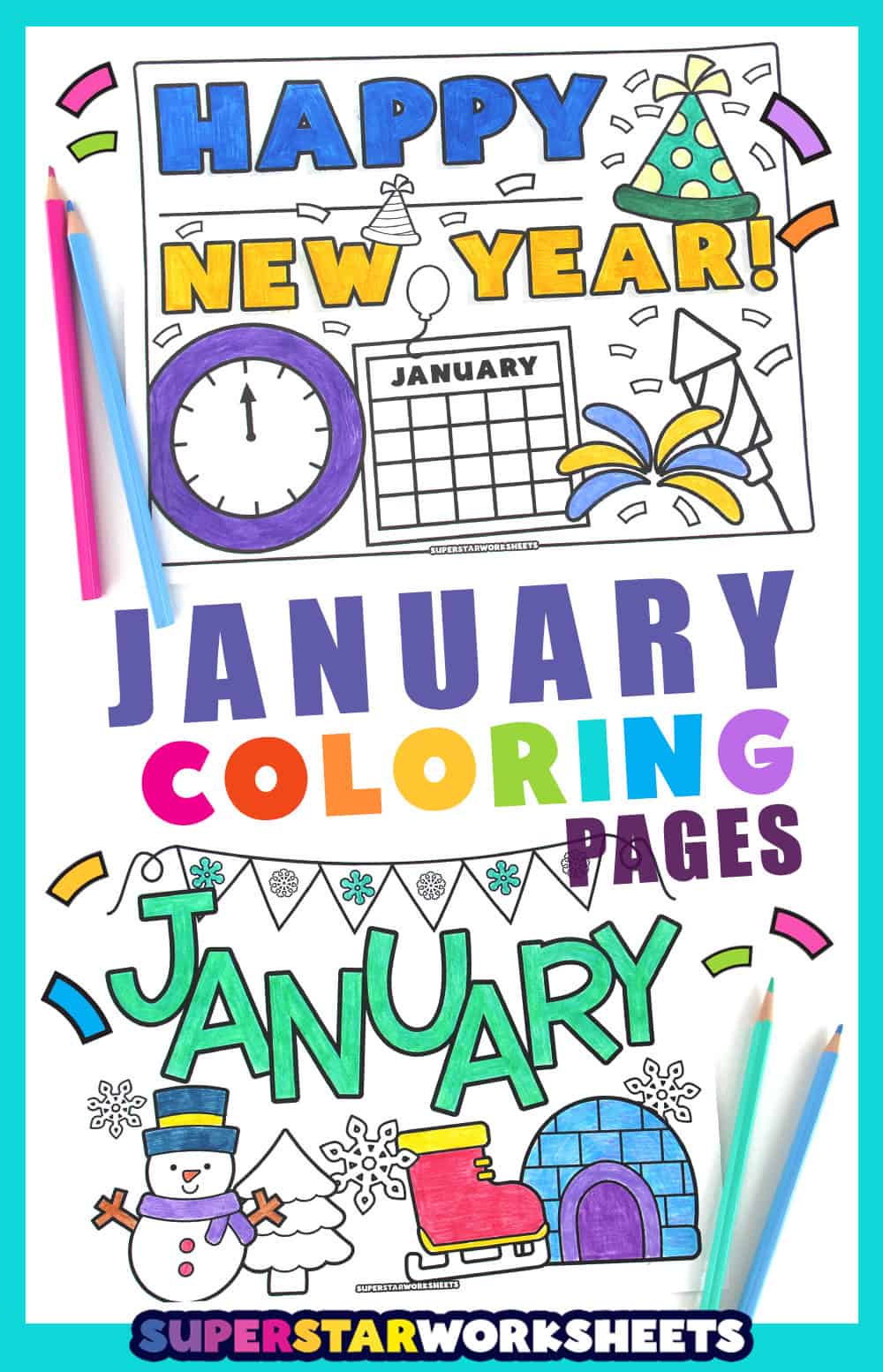 January Coloring Pages (Free Printables) - Superstar Worksheets