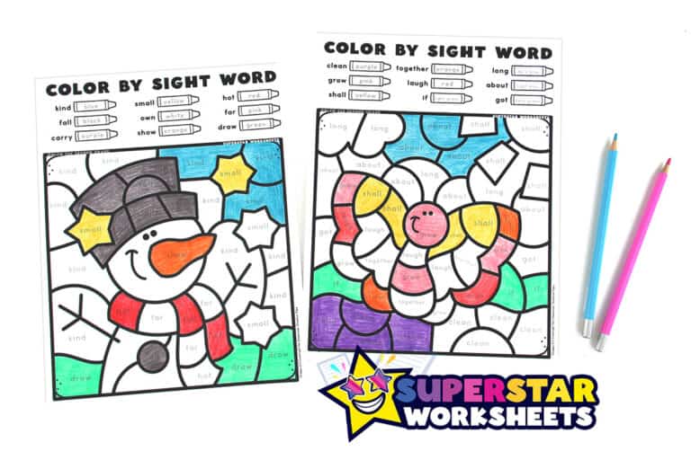 Color by Sight Words - Superstar Worksheets