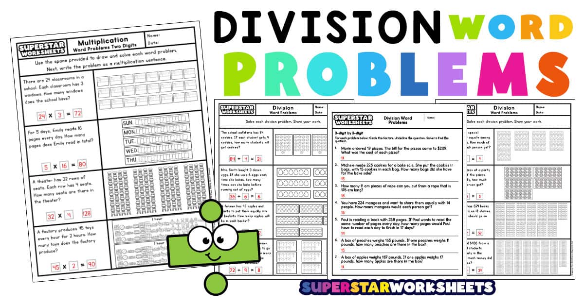 Division Word Problems - Superstar Worksheets