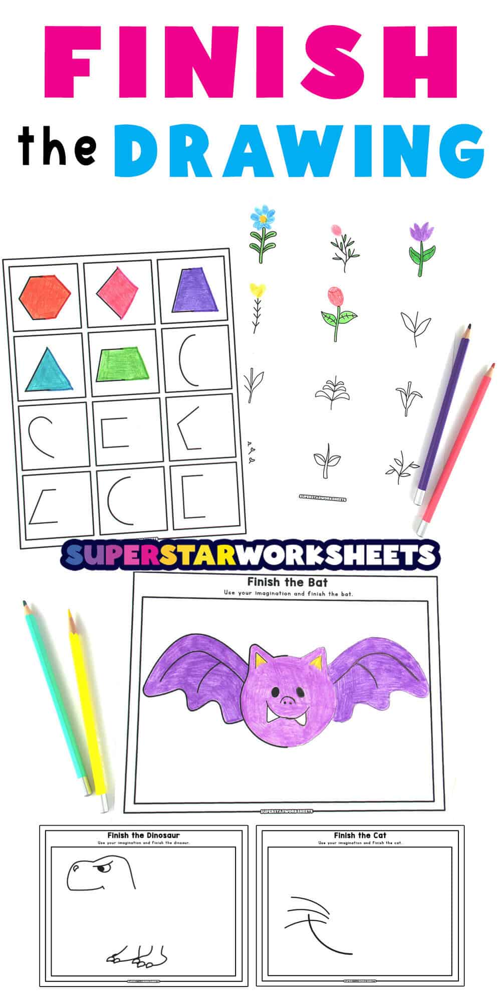 Finish the Drawing (Free Printables) Superstar Worksheets