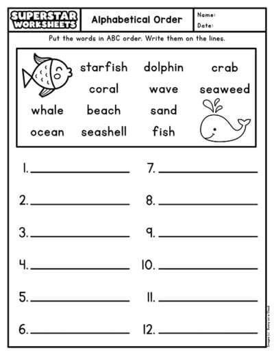 ABC Order Worksheets (Free Printables) - Superstar Worksheets