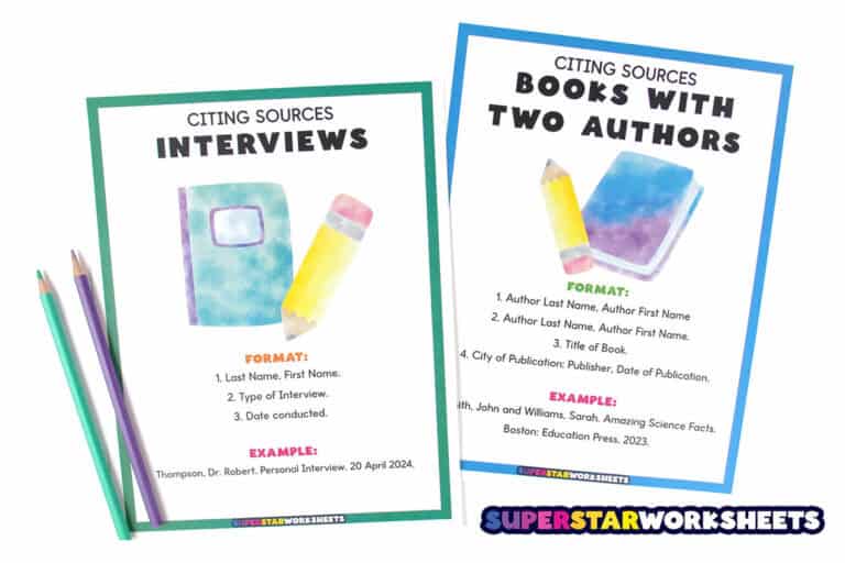 Citing Sources Worksheets - Superstar Worksheets