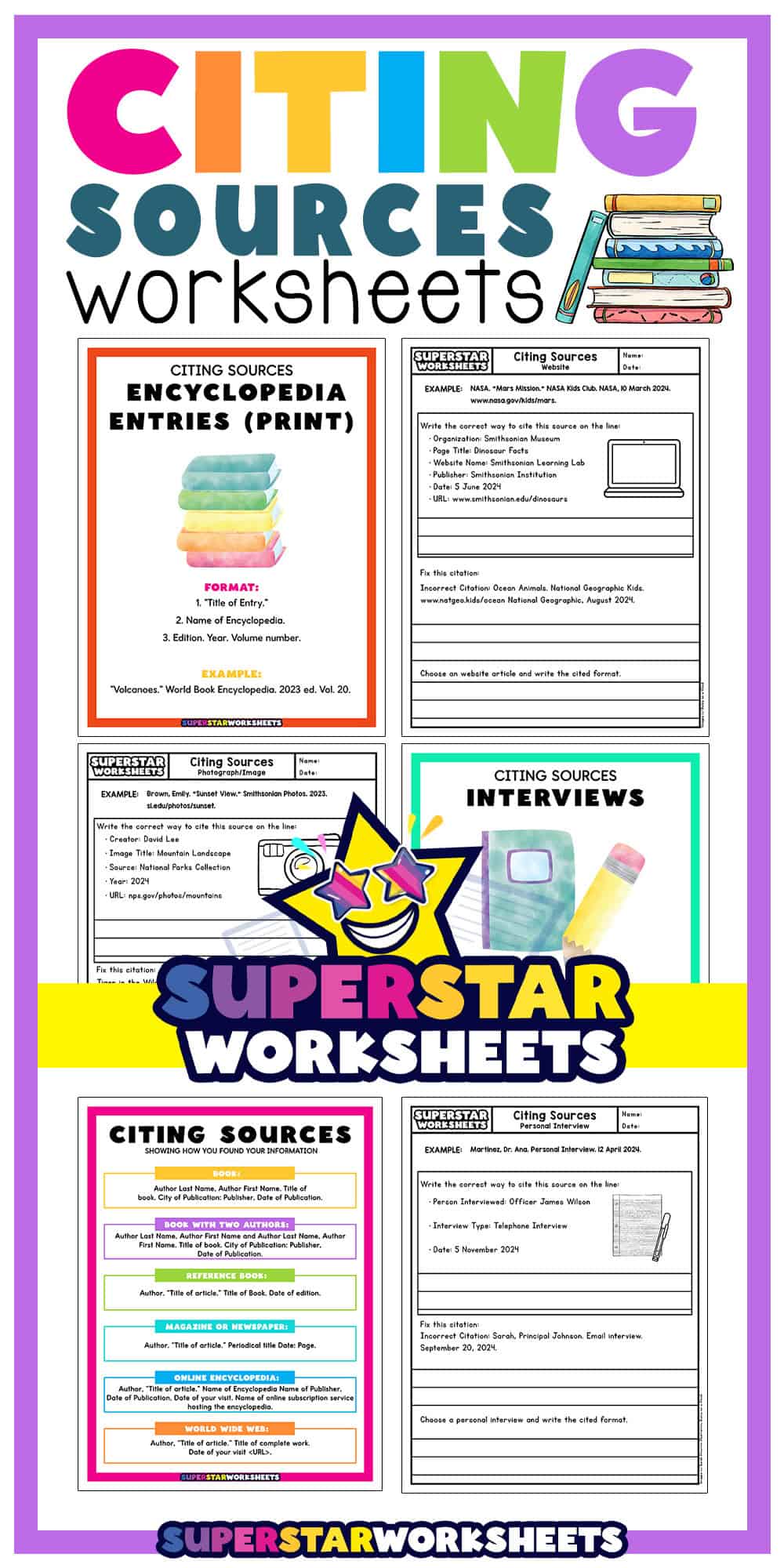 Citing Sources Worksheets - Superstar Worksheets