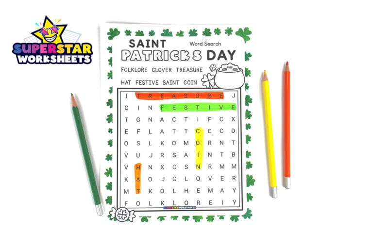 St. Patrick's Day Word Search (Free Printables) - Superstar Worksheets