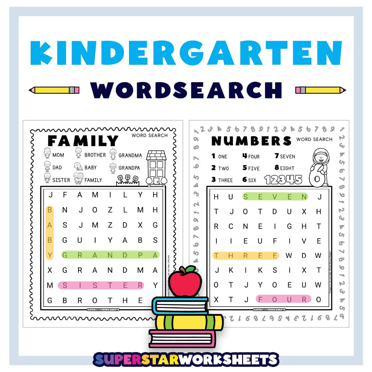 Kindergarten Word Search - Superstar Worksheets