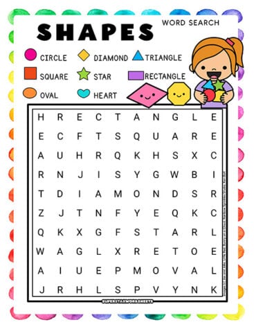 Kindergarten Word Search (Free Printables) - Superstar Worksheets