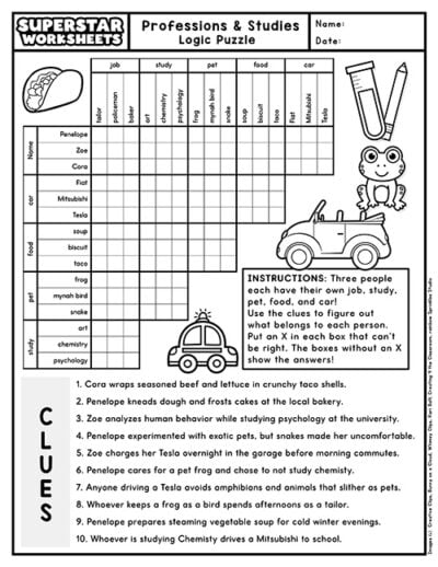 Logic Puzzles (Free Printables) - Superstar Worksheets