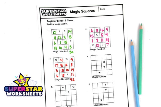 Magic Square Puzzles (Free Printables) - Superstar Worksheets