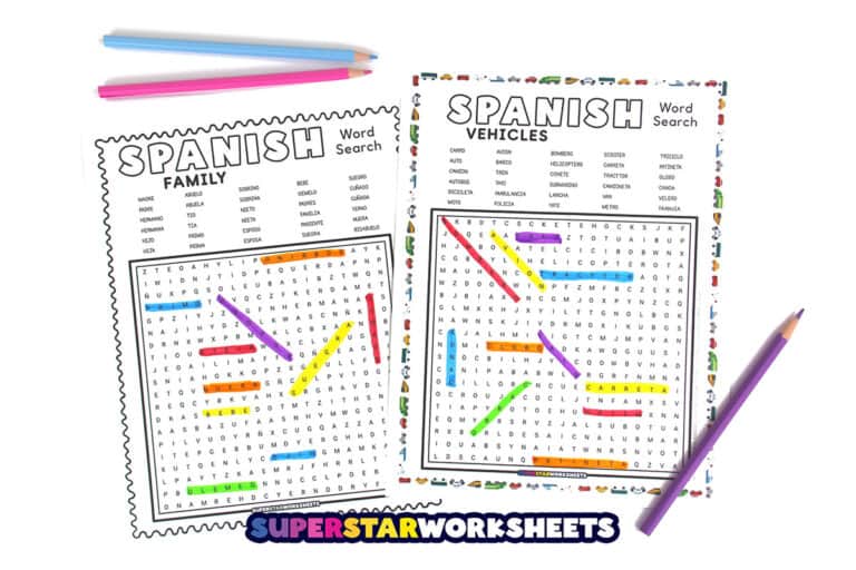 Spanish Word Search (Free Printables) - Superstar Worksheets