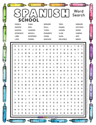 Spanish Word Search (Free Printables) - Superstar Worksheets