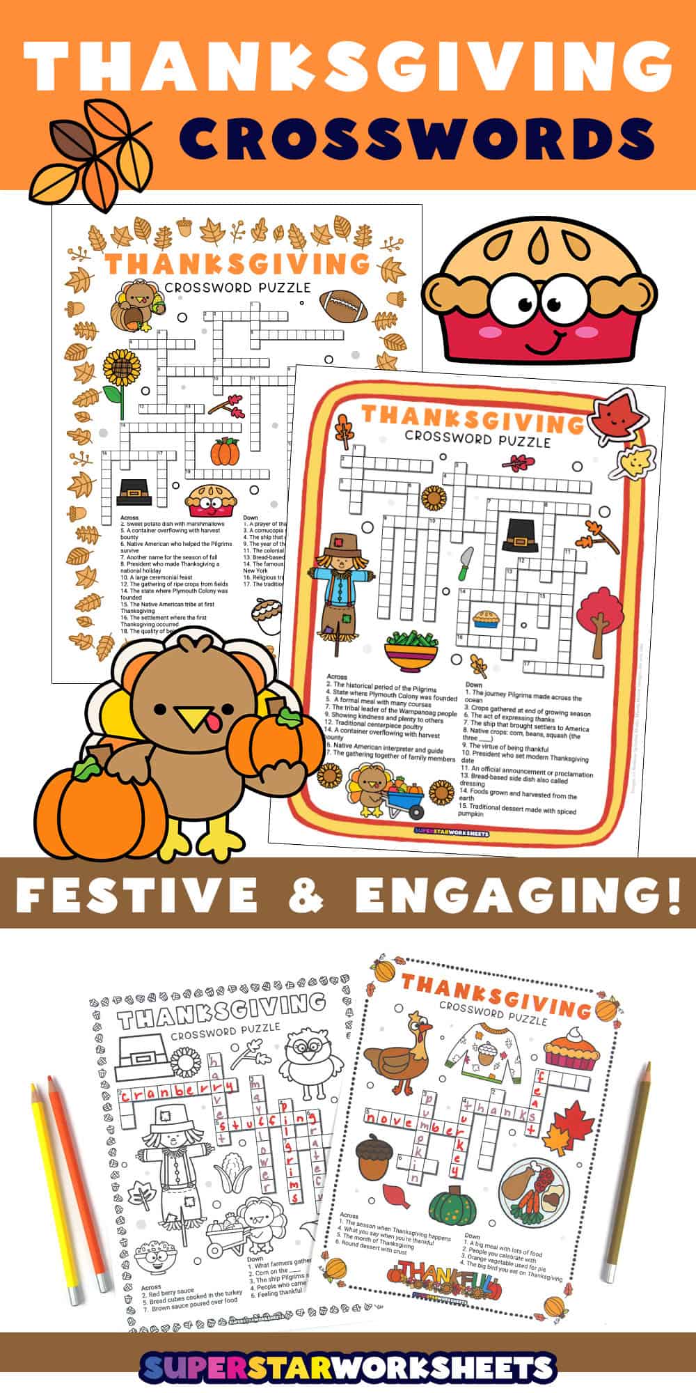 Thanksgiving Crossword Puzzles (Free Printables) - Superstar Worksheets