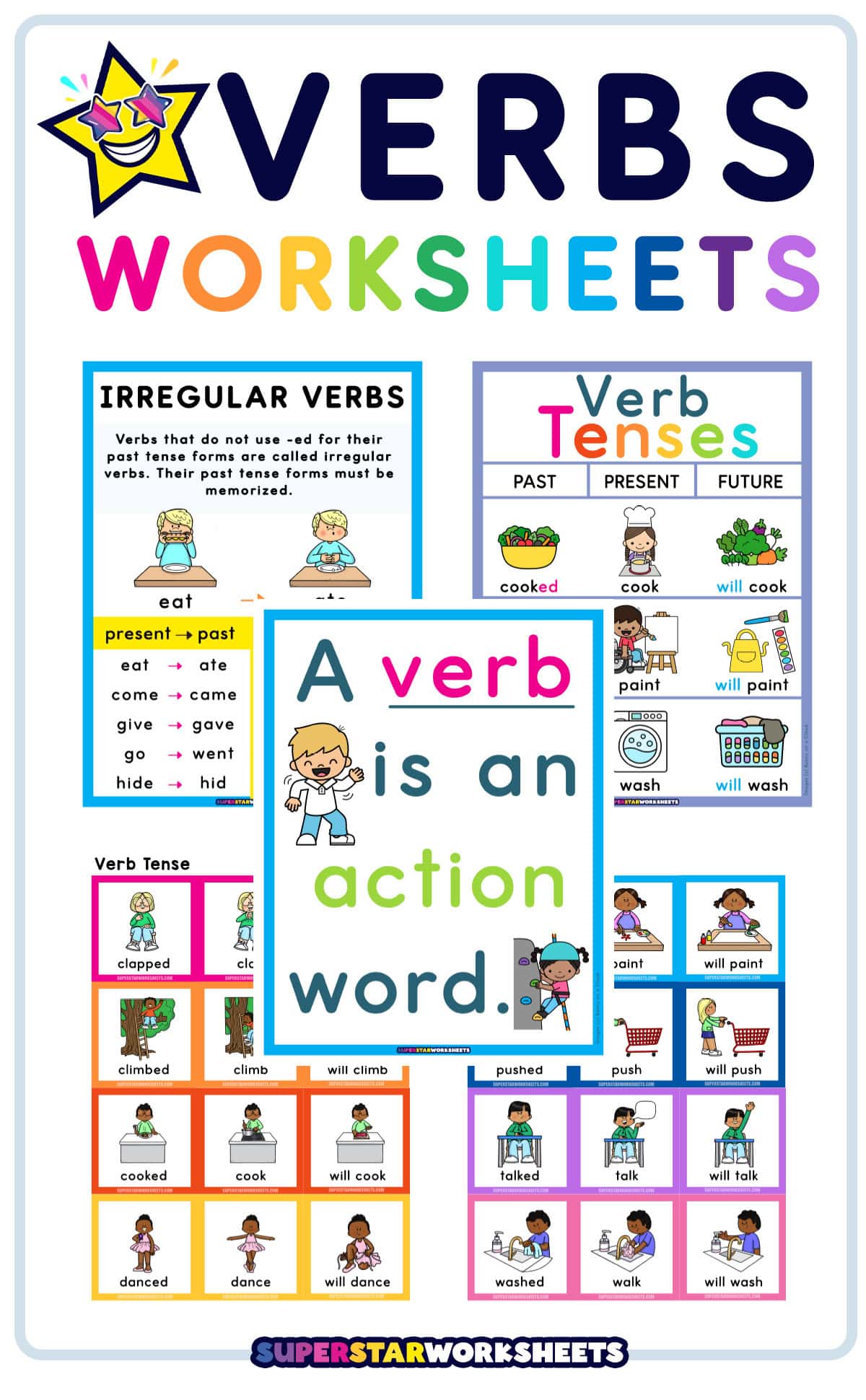 Verb Worksheets (Free Printables) - Superstar Worksheets